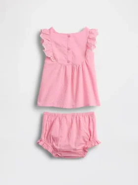 Baby-Outfit-Set mit Lochstickerei und Rüschen