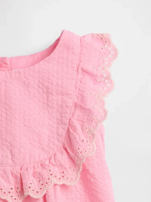 Baby-Outfit-Set mit Lochstickerei und Rüschen
