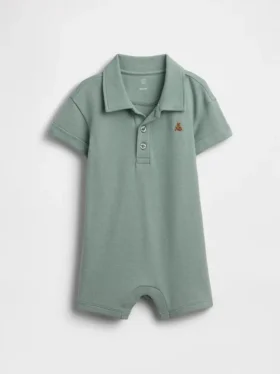 Baby-Piqué-Poloshirt-Shorty-Einteiler