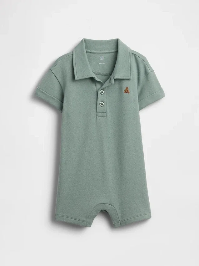 Baby-Piqué-Poloshirt-Shorty-Einteiler