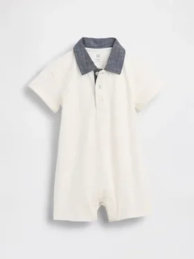 Baby-Piqué-Poloshirt-Shorty-Einteiler