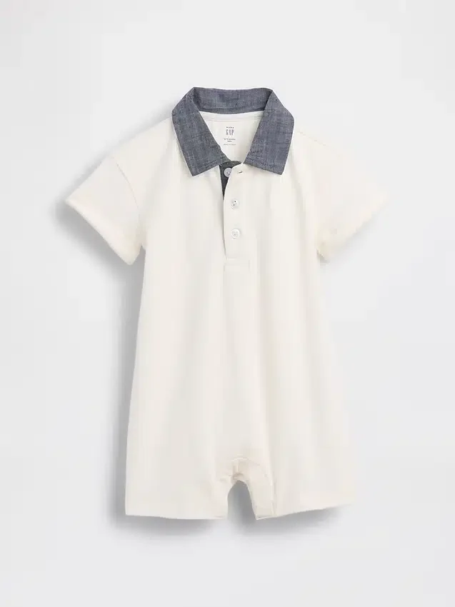 Baby-Piqué-Poloshirt-Shorty-Einteiler