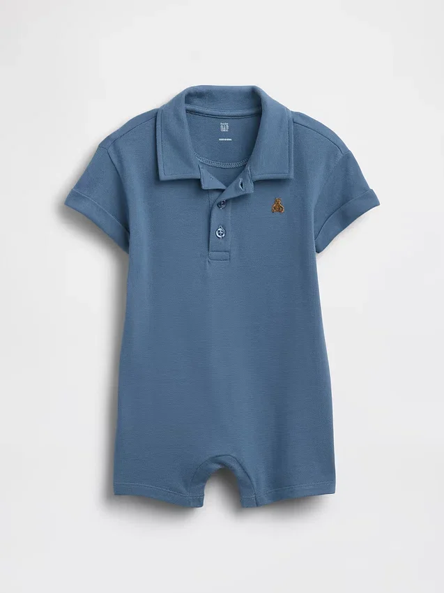 Baby-Piqué-Poloshirt-Shorty-Einteiler