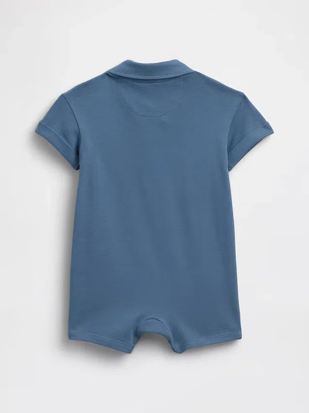 Baby-Piqué-Poloshirt-Shorty-Einteiler