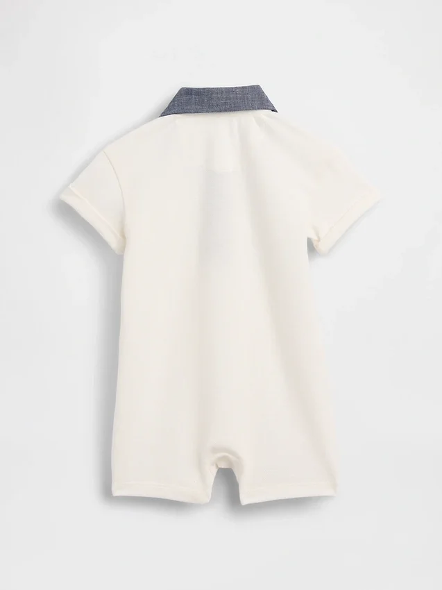 Baby-Piqué-Poloshirt-Shorty-Einteiler