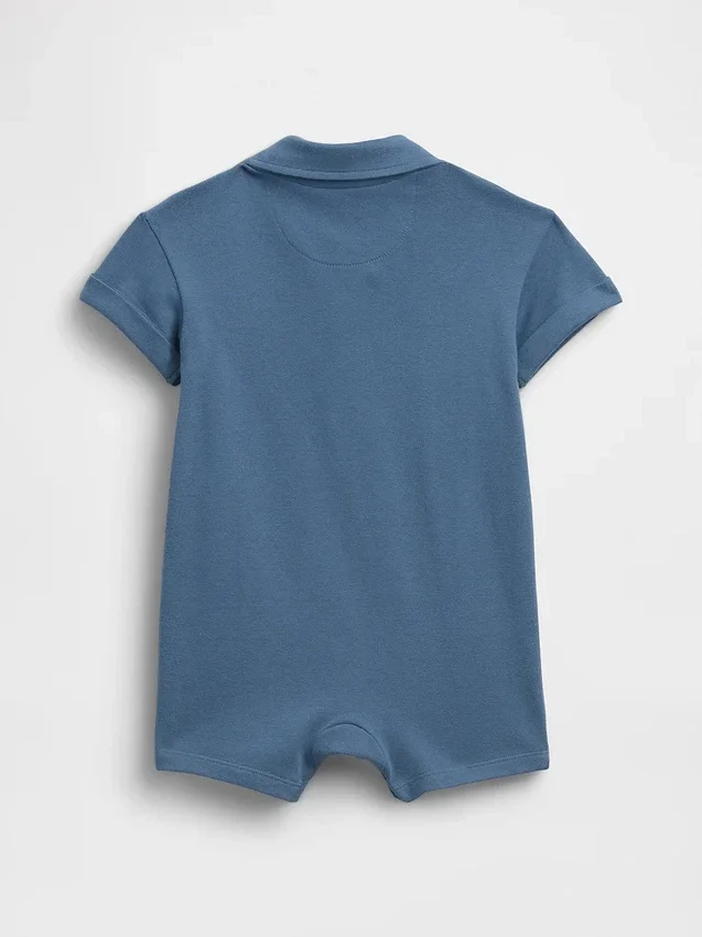 Baby-Piqué-Poloshirt-Shorty-Einteiler
