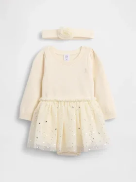 Baby-Pullover-Bodys-Kleider-Set aus Tüll