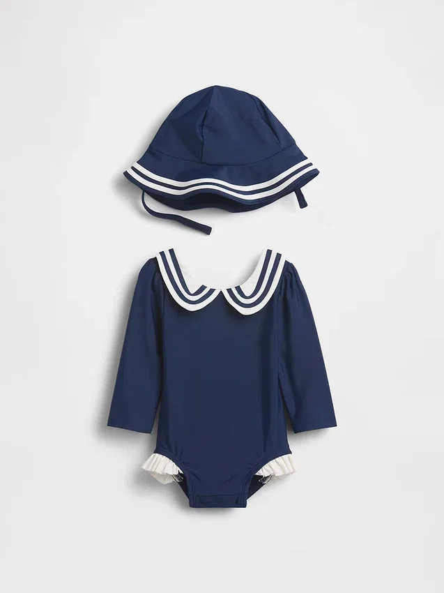 Baby-Rashguard-Badeset im Matrosen-Stil