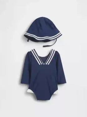 Baby-Rashguard-Badeset im Matrosen-Stil