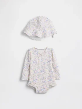 Baby-Rashguard-Badeset mit Blumenmuster