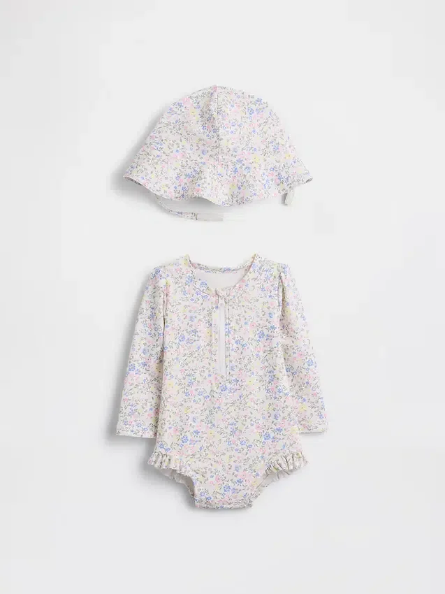 Baby-Rashguard-Badeset mit Blumenmuster