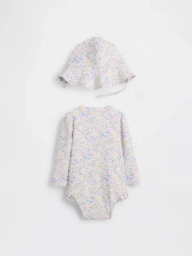 Baby-Rashguard-Badeset mit Blumenmuster