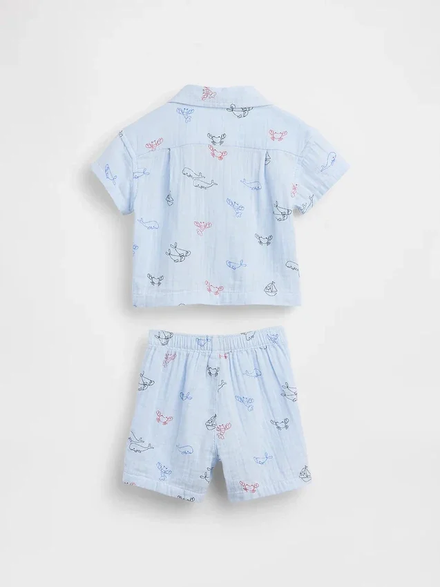 Baby-Set aus Baumwollgaze im Cabana-Stil