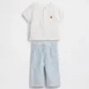 Baby-Set aus Baumwollgaze mit Henley-Shirt