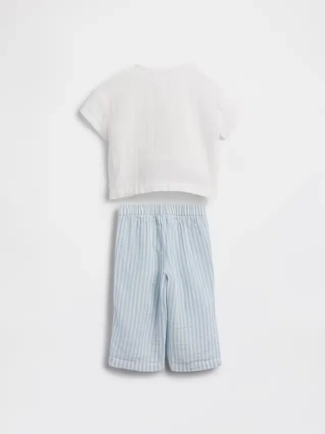 Baby-Set aus Baumwollgaze mit Henley-Shirt