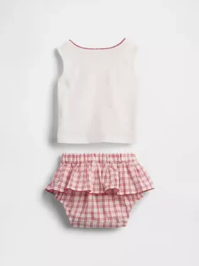 Baby-Set aus Brannan-Bär-Oberteil und kariertem Skort