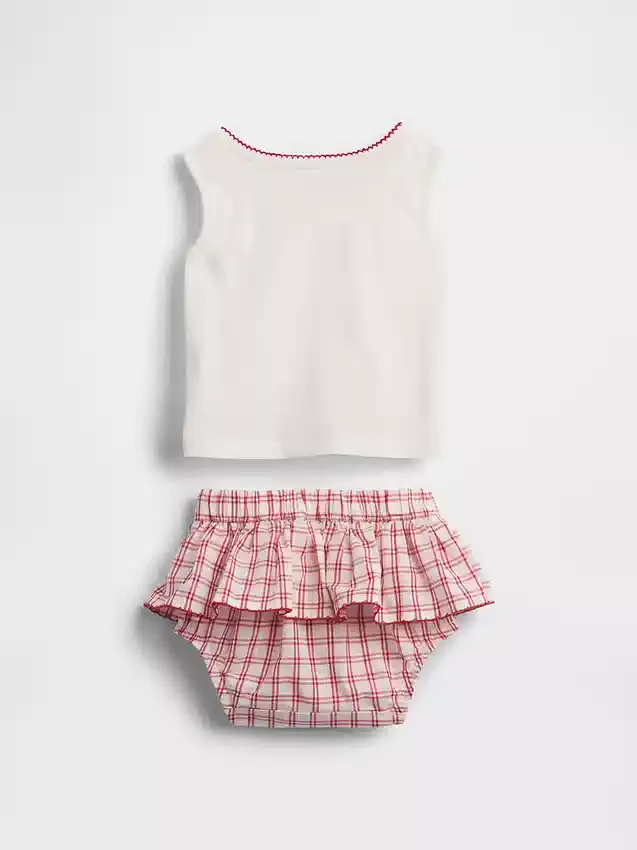 Baby-Set aus Brannan-Bär-Oberteil und kariertem Skort