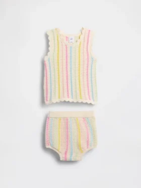 Baby-Set aus gestreiftem Häkel-Tanktop und Shorts