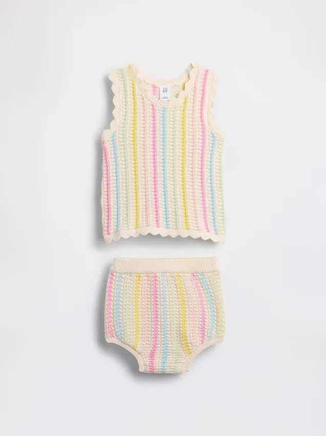 Baby-Set aus gestreiftem Häkel-Tanktop und Shorts