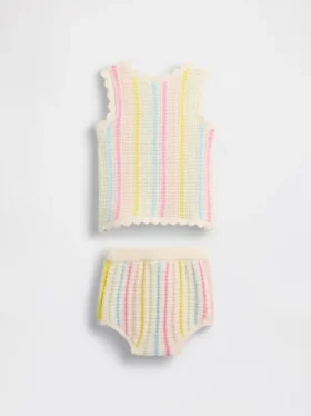 Baby-Set aus gestreiftem Häkel-Tanktop und Shorts