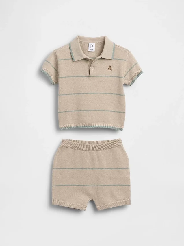 Baby-Set aus gestreiftem Pullover-Poloshirt und Shorts