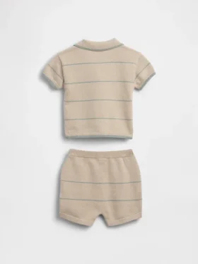 Baby-Set aus gestreiftem Pullover-Poloshirt und Shorts