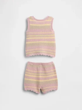 Baby-Set aus gestreifter Häkelweste