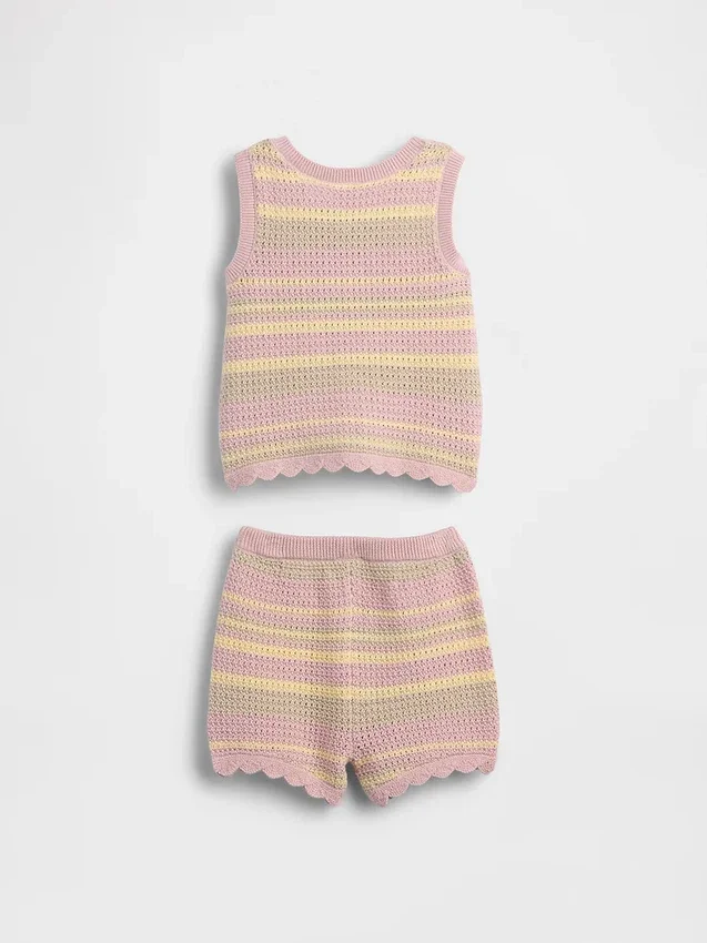 Baby-Set aus gestreifter Häkelweste