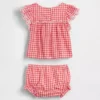 Baby-Set aus Gingham-Stoff mit Lochstickerei