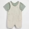 Baby-Set aus Leinen-Baumwolle mit Latzhose