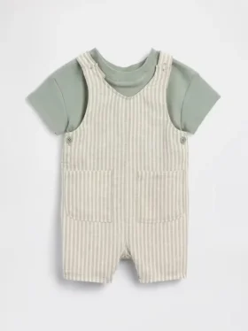 Baby-Set aus Leinen-Baumwolle mit Latzhose