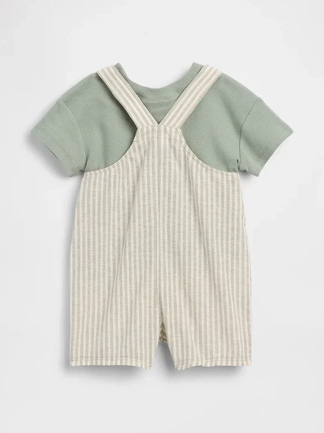 Baby-Set aus Leinen-Baumwolle mit Latzhose