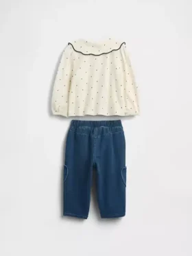 Baby-Set aus Oberteil mit Kragen und Hose zum Hineinschlüpfen