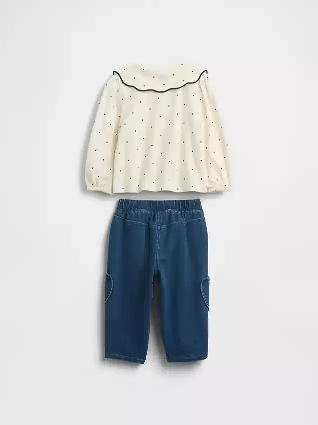 Baby-Set aus Oberteil mit Kragen und Hose zum Hineinschlüpfen