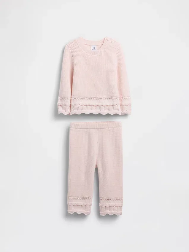 Baby-Set aus Pullover mit Wellenrand
