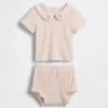 Baby-Set mit besticktem Pointelle-Oberteil