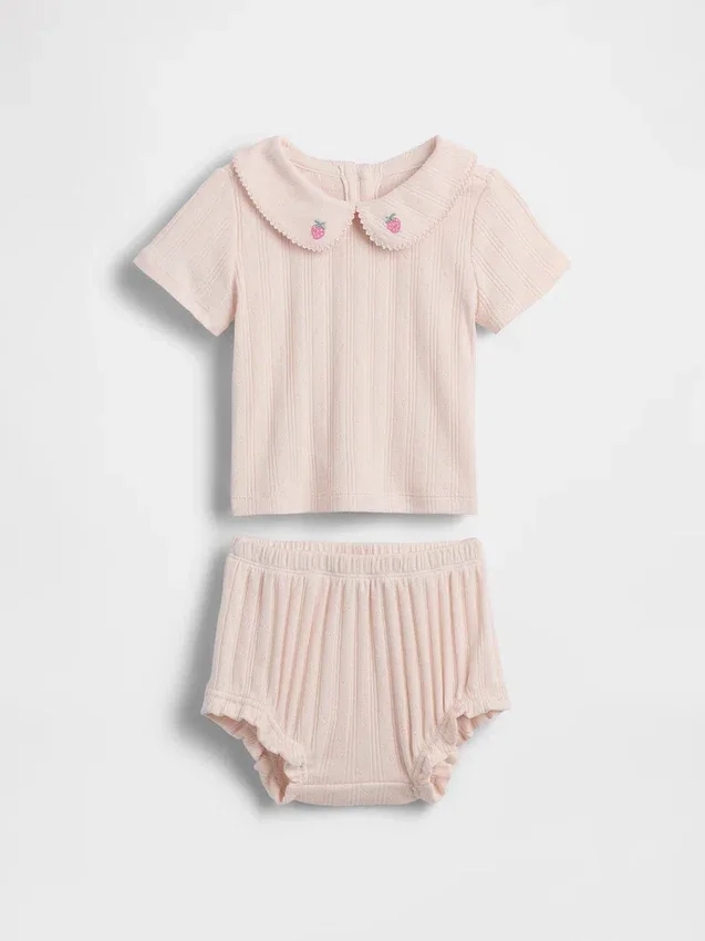 Baby-Set mit besticktem Pointelle-Oberteil