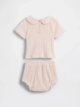Baby-Set mit besticktem Pointelle-Oberteil