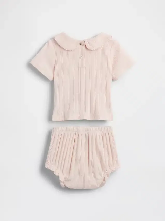 Baby-Set mit besticktem Pointelle-Oberteil