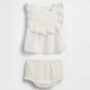 Baby-Set mit Latzhose und Lochstickerei