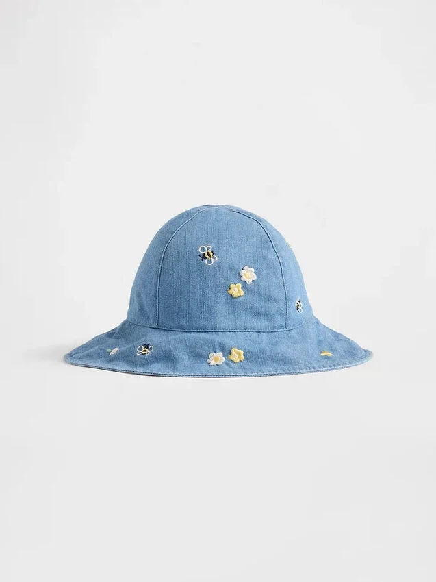 Baby-Sonnenhut aus besticktem Denim