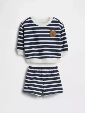 Baby Vintagesoft Bärenstreifen-Sweatshirt-Set