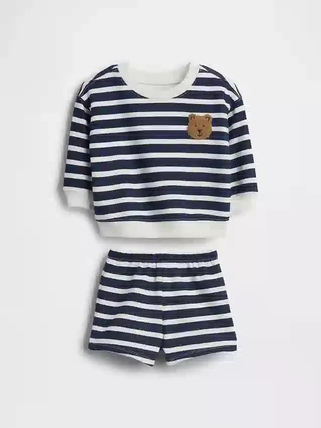 Baby Vintagesoft Bärenstreifen-Sweatshirt-Set
