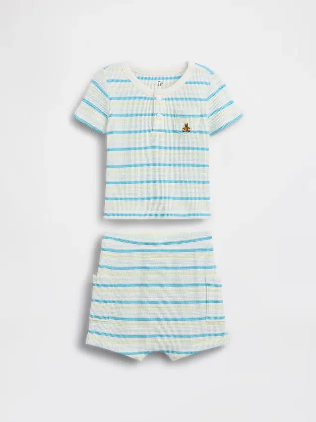 Baby-Waffelpiqué-Henley-Set