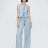 Baggy-Hose aus ultraweichem Denim mit mittlerer Leibhöhe