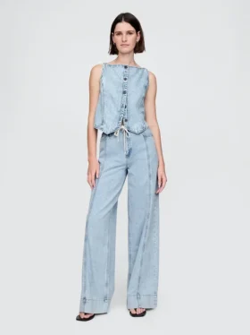Baggy-Hose aus ultraweichem Denim mit mittlerer Leibhöhe