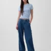Baggy-Hose aus ultraweichem Denim mit mittlerer Leibhöhe