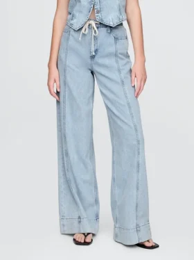 Baggy-Hose aus ultraweichem Denim mit mittlerer Leibhöhe