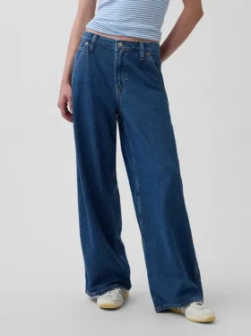 Baggy-Hose aus ultraweichem Denim mit mittlerer Leibhöhe