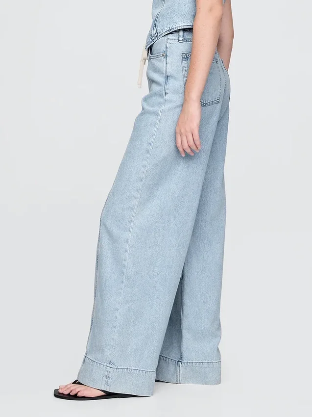 Baggy-Hose aus ultraweichem Denim mit mittlerer Leibhöhe